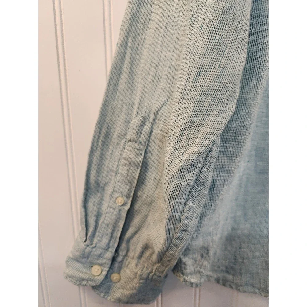 Banana Republic Light Blue 100% Linen‎ Shirt Mens XL  Long Sleeve Button Down